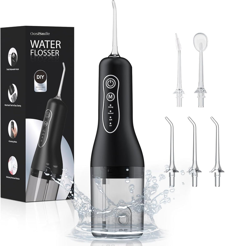 Water Flossers for Teeth Cordless, 2025 Upgrded Water Dental Flosser Remover with 5 Jet Tip and 4 Modes, Irrigator Dental with 260ML Watertank, Lp7 Waterproof Electric Flossers for Tavel and Home Use