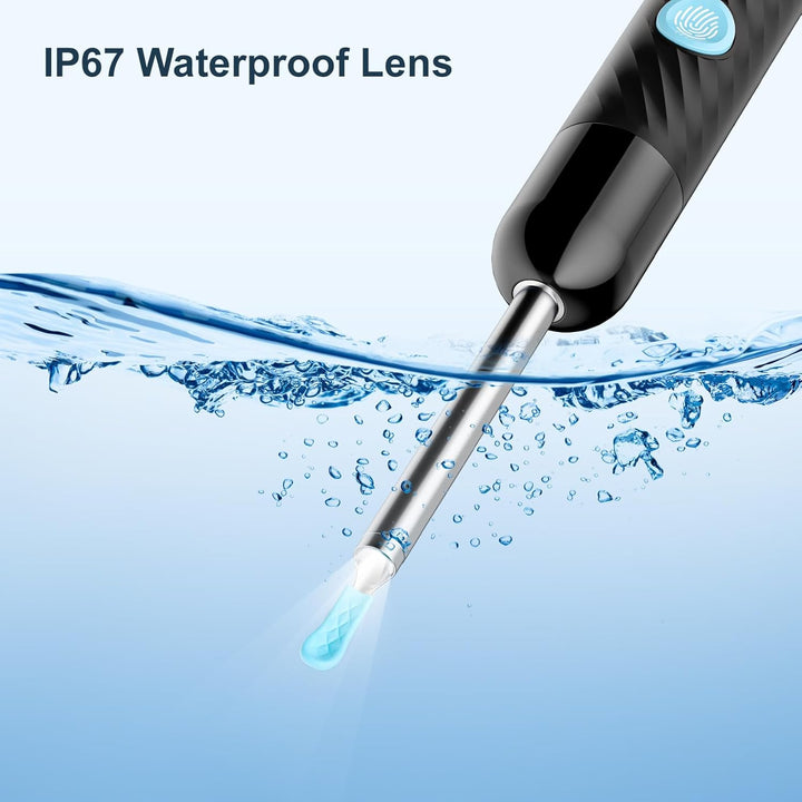 Ear Wax Removal - Earwax Remover Tool with 7 Pcs Ear Set - Ear Cleaner 1080P HD Ear Scope - Camera with 6 Led Lights - Ear Cleaning Kit with 11 Ear Spoon - Ear Camera for Ios & Android（Glossy Black）