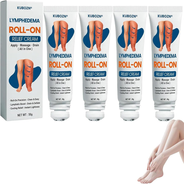 Kubozn Roll-On Cream -For Lymphatic Drainage Swelling Relief, Professional Leg Swelling Relief Roll-On, Natural Roll-On Cream for Lymphatic Drainage & Swelling Relief for All Skin Types (4PCS)