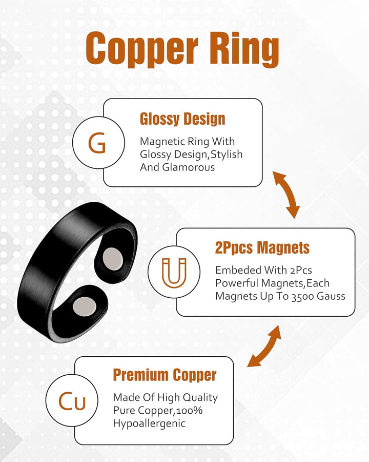 99% Copper Bracelet for Men, Magnetic Bracelet with 57Pcs Ultra Strength Magnets. Adjustable Wristband with Removal Tool&Jewelry Gift Box