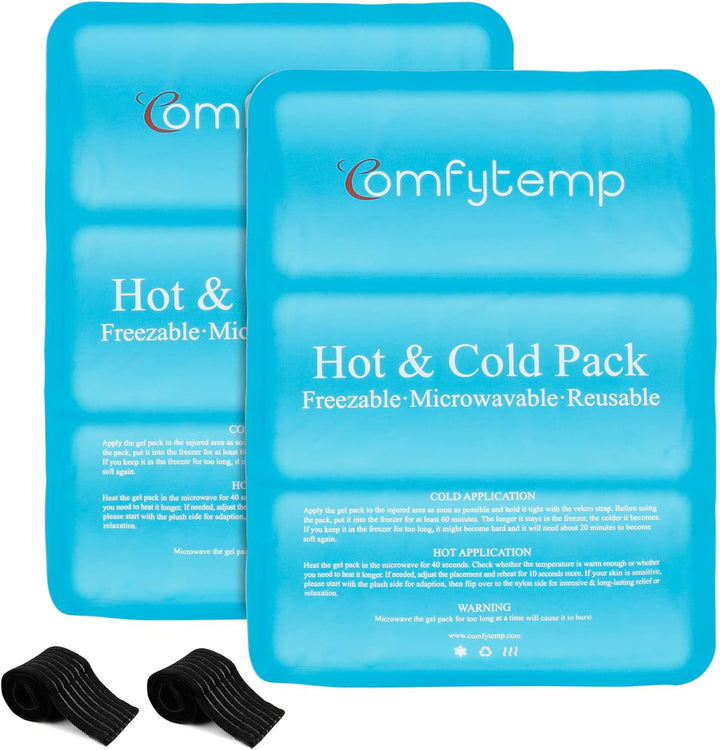 Large Gel Ice Pack for Injuries, 27X37Cm Reusable Cold Pack with Strap for Shoulder, Knee, Ankle, Hip, Back Pain Relief, Hot and Cold Compression Therapy for Sprains, Swelling, Bruises