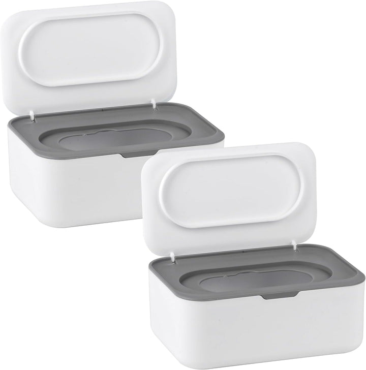 2 PCS Wipes Dispenser Case Box, Baby Wipes Box Dispenser, Dry Wet Tissue Paper Case Holder, Tissue Storage Box Case with Lid, Keep Wipes Fresh, Nappy Box Organiser Storage for Office, Home Accessories