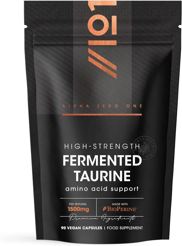 L-Taurine 1500Mg with Bioperine® - 90 Vegan Capsules - Potent Amino Acid Supplement - 45 Day Supply - by