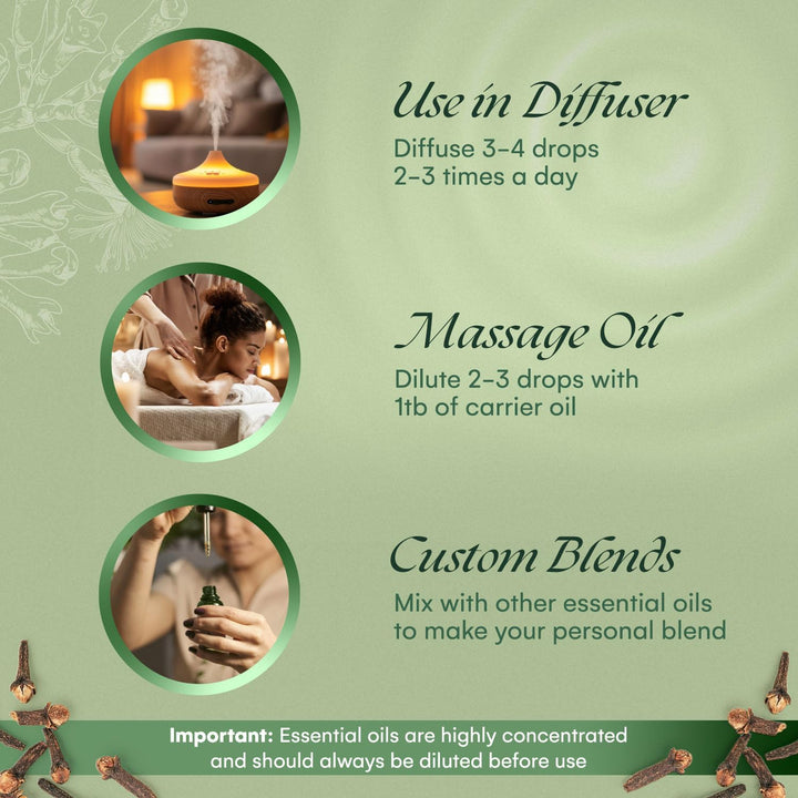 Clove Oil for Toothache Pain Relief for Adult – Oil of Cloves for Toothache Natural Dental Solution, Clove Bud Oils, Cloves Extract for Oral Care, Tooth Pain Relief and Dental Health - 10Ml