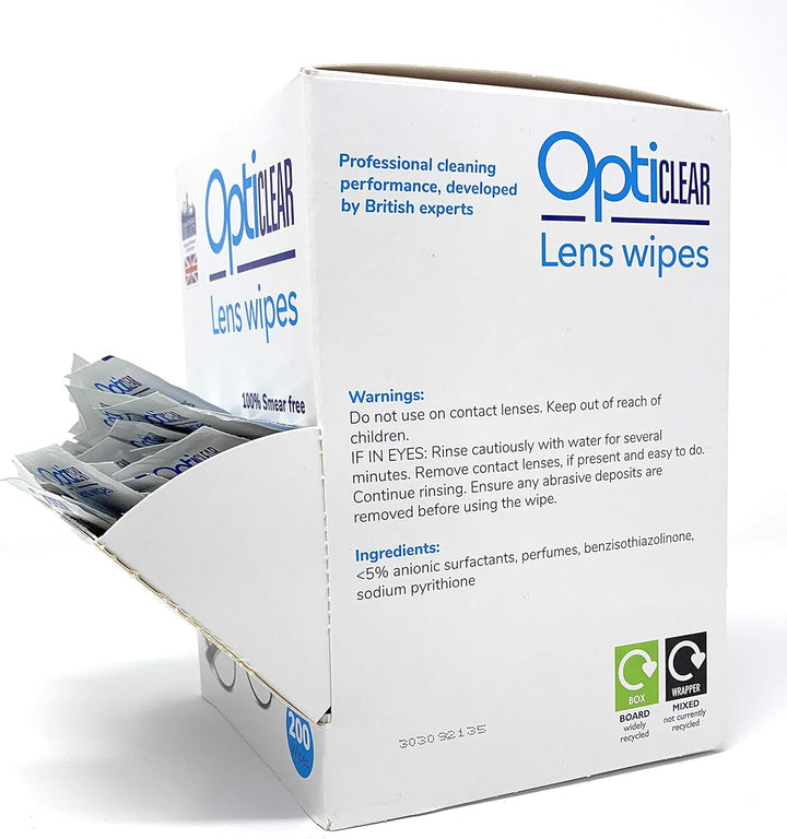 Lens Wipes - Cleaning Wipes for Eyeglasses, Smartphones, Tablets, Laptops, TV, Cameras, Screens & Optical Devices - Smear-Free, Quick Drying, Anti-Fog, Safe for Coatings - 200 Count
