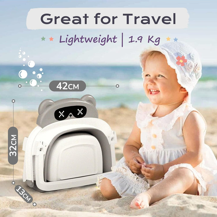 Baby Bath Tub Foldable, Baby Bathtub Collapsible Essentials for Newborn with Soft Cushion (0-18Months), Baby Shower for Infant to Toddler Gift Portable Space-Saving Travel,Grey