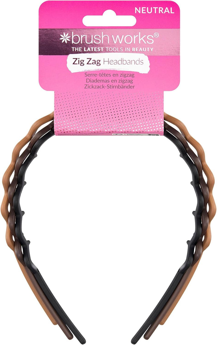 Neutral Zig Zag Headbands – 3 Pack | Stylish Wavy Hair Bands for Women & Girls | Comfortable, Non-Slip, Everyday Hair Accessories