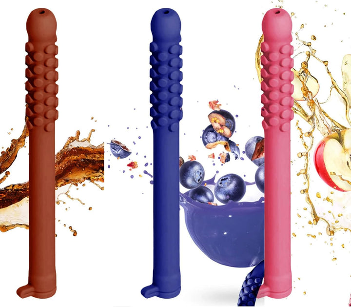 3 PCS Chewable Breathers, Chewing Sticks for Adults, Focus Aid for Work, Study and Travel, Oral Tool, Offers a Subtle Alternative to Nervous Habits like Pen Chewing or Nail Biting.(Purple, Pink, Brown