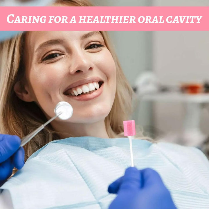 Oral Mouth Swabs Sponges,30 PCS Mouth Sponges on Stick for Hydration,Oral Care Sponge Swab Disposable,Mouth Swabs for End of Life Care Dental Care Kit Foam Swab Sticks for Oral Care (Pink)