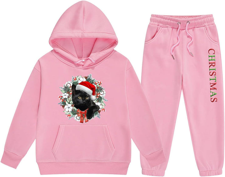 Christmas Reindeer Girls Hoodie Set Children S Two Piece Medium and Small Long Sleeved Sweatpants Christmas Blanket