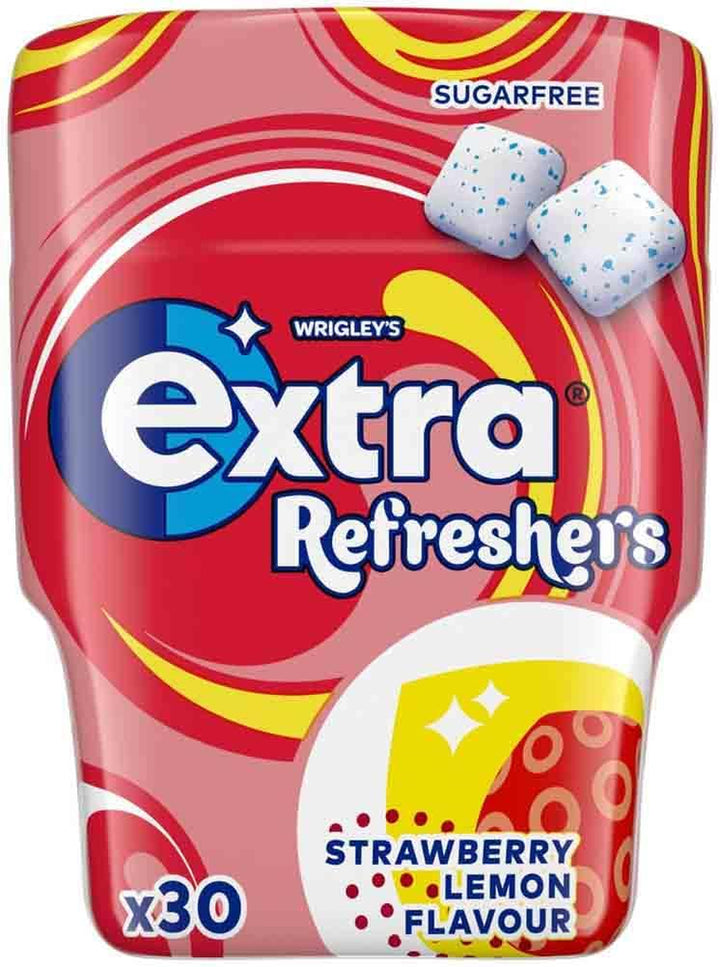 Refreshers Strawberry Lemon Sugarfree Chewing Gum, 30 Pieces, Suitable for Vegetarians with Long-Lasting Intense Flavour
