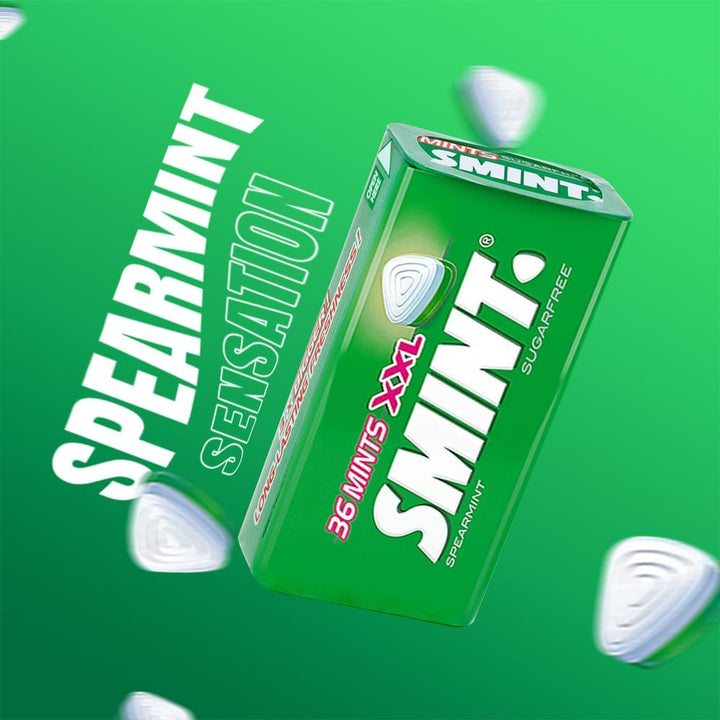 SMINT Sugar Free Mints XXL - Smint Mix Flavor Strawberry, Spearmint, Sweet Mint, Peppermint - 36 Mints Tin Pack of 4