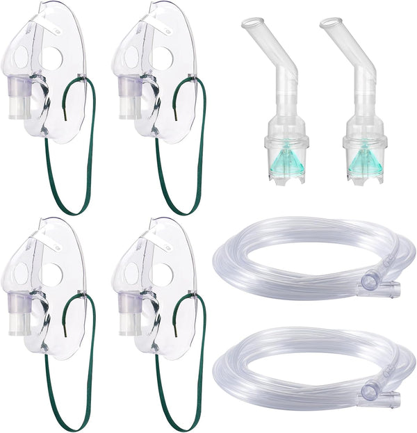 2 Set Nebulizer Replacement Kit for Adult, Transparent with Skin/White Hue, Polypropylene (PP), 10.5*6.5 Cm