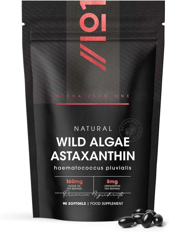 Wild-Algae Astaxanthin 160Mg - High Strength Providing 8Mg Astaxanthin Antioxidant - 90 Softgels - Resealable and Recyclable Pouch by