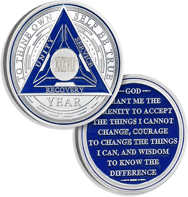 1 Year Sobriety Chips AA Coin Alcoholics Anonymous Medallion Sobriety Gifts for Men Women Recovery Chip Anniversary Token