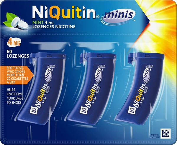 Minis Mint 4 Mg Lozenges - Effective Smoking Craving Relief - Practical Pocket-Sized Container - 60 Mini Lozenges - Relieve Sudden Cravings - Reduce and Quit Smoking Aid