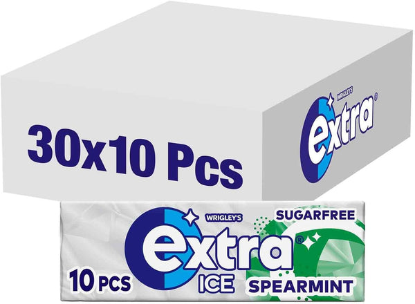 Chewing Gum, Sugar Free, Ice Spearmint Flavour, Chewing Gum Bulk, 30 Packs of 10 Pieces