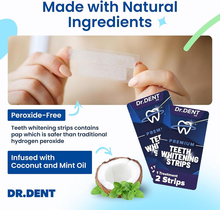 Professional Teeth Whitening Strips 21 Treatments - Safe for Enamel - Non Sensitive Teeth Whitening - Whitening without Any Harm - Pack of 42 Strips + Mouth Opener Included