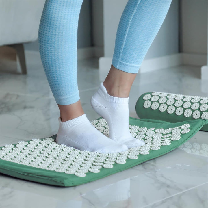 Acupressure Mat (Green) Massage Acupuncture Spikey Nail Spike Shakti Mat UK Shiatsu Back Pain Meditation Wellbeing Stress Relief Relaxation Pressure Point Sleep Aids for Adults