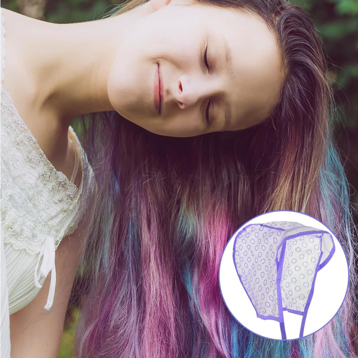 2 Sets of Hair Coloring Kits, Hair Highlighting Caps, Hair Dye Cap Disposable Hair Art Frosting Cap with Plastic Crochet Hook, and Hair Dye Brushes for Salon Hair Dyeing Hairdressing (Purple)
