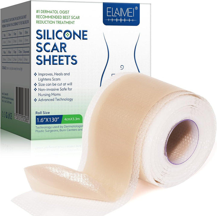 Silicone Scar Sheets, Silicone Scar Tape (1.6” X 120”Roll-3M), Scar Tape Roll Medical Silicone Easy-Tear Gel Tape Roll, Scar Removal Sheets Works on Old & New Scars, Scar Treatment Sheets