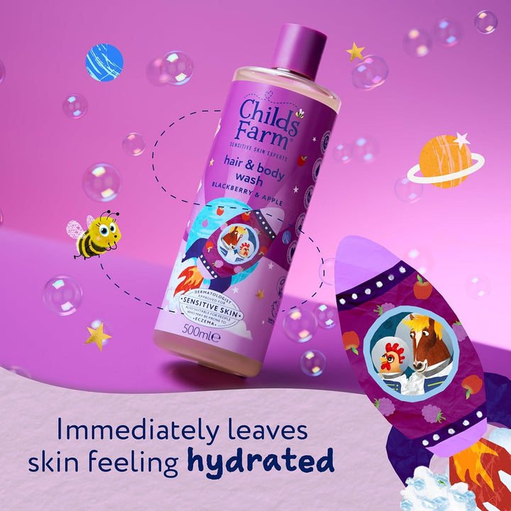 Kids Hair & Body Wash, Blackberry & Apple | Tear-Free, Gently Cleanses | Suitable for Dry, Sensitive Skin, 500Ml