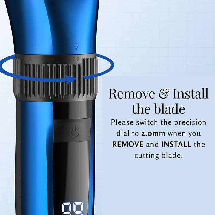 Cordless Self-Sharpening Beard & Hair Trimmer - Waterproof with Ceramic Blades, LED Display, Fast Charging, and 8 Color Comb Attachments QR-2082