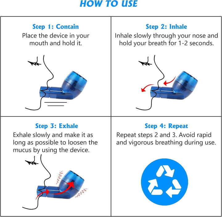 Millsteps Breathing Exercise Device for Lungs,Lung Expansion & Mu-Cus Relief Device (Blue)