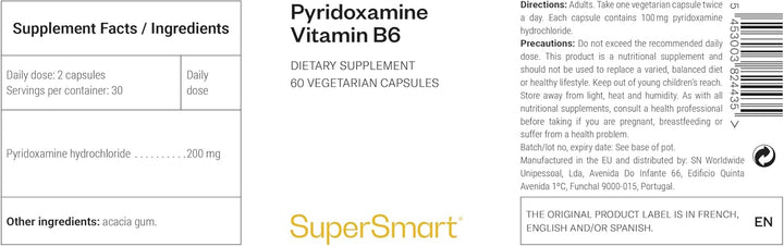 Pyridoxamine - Natural Form of Vitamin B6 - Powerful Inhibitor of Glycation and Ages/Ales - Vegan - Gluten-Free -