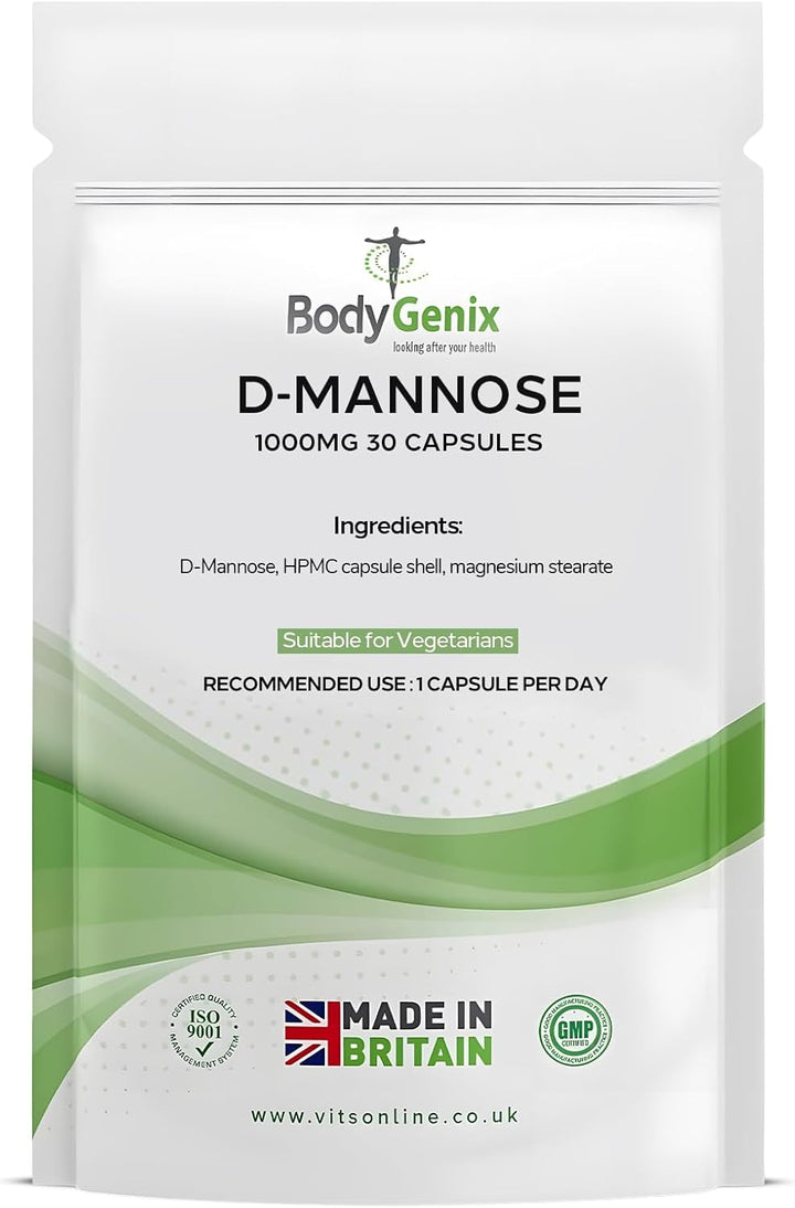 D-Mannose 1000Mg Capsules - High Strength Pure D-Mannose Capsule for Urinary Infections & Support Immune System - Daily Vegan Friendly Supplement for Men and Women - 120 Caps 4 Month Supply