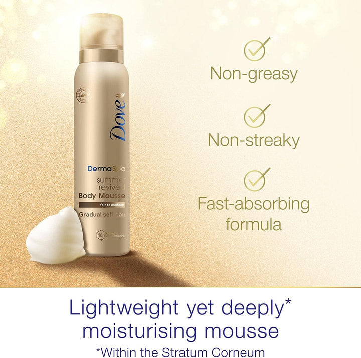 4 Pack of  Dermaspa Summer Revived 48 Hours Active Moisturisation Fair to Medium Body Mousse 150Ml