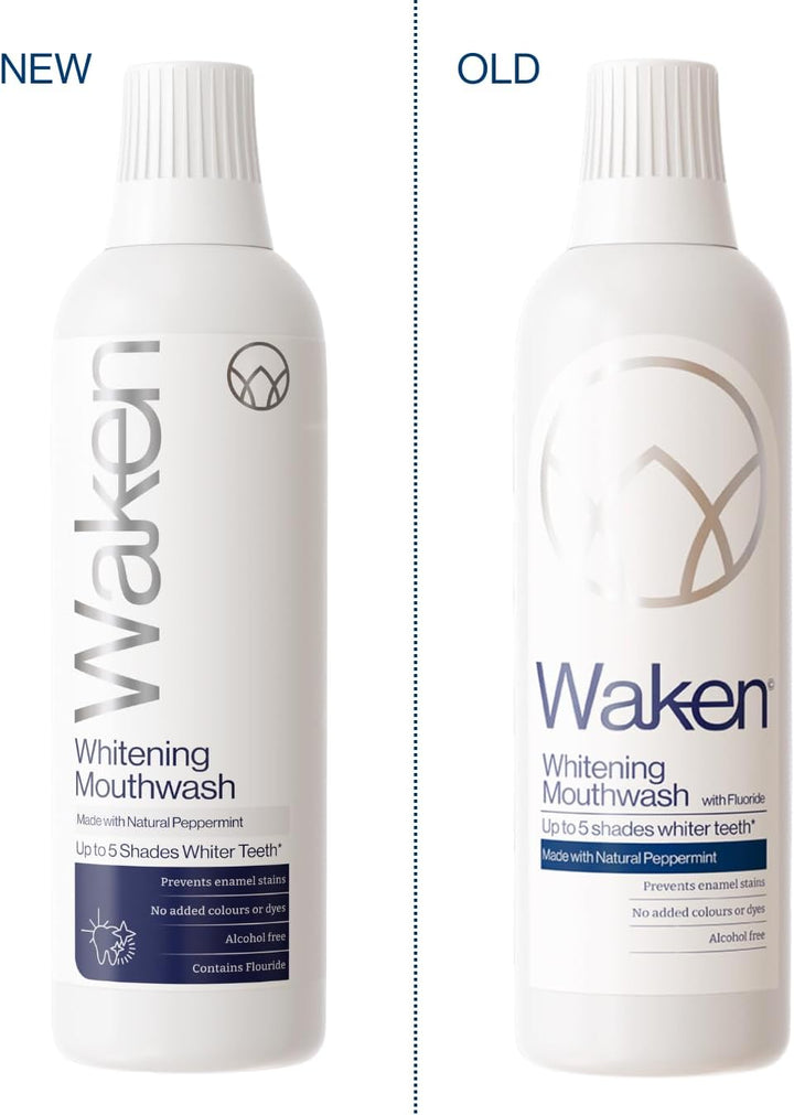 Whitening Mouthwash, Clinically Tested Whitening Formula for up to 5 Shades Whiter Teeth, Prevents Enamel Stains, Alcohol-Free, Vegan, Recycled Packaging, Natural Peppermint Flavour, 500Ml