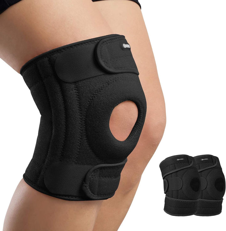 Knee Support with Open-Patella Design for Joint Pain, Sports, Injury Rehabilitation, Adjustable Knee Brace for Men Woman with 3 Straps, for Knee Circumference (12.5" to 18.5")