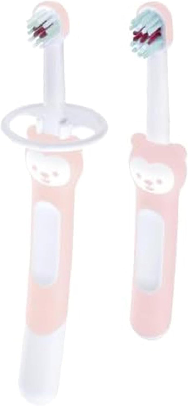 Baby'S Brush | 2 Pack | Toothbrush with Safety Shield | 6+ Months | for Teaching Dental Hygiene to Babies | Extra Soft Bristles | Ergonomic and Non-Slip | Pink