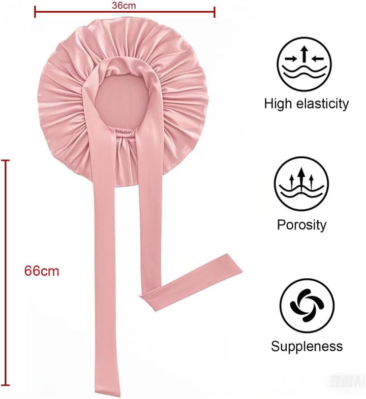 Silk Bonnet,Adjustable Silk & Satin Sleep Bonnet,Hair Bonnet,For Sleeping,Curly Hair Braid,Soft and Comfortable Silk Sleep Cap(Pink)