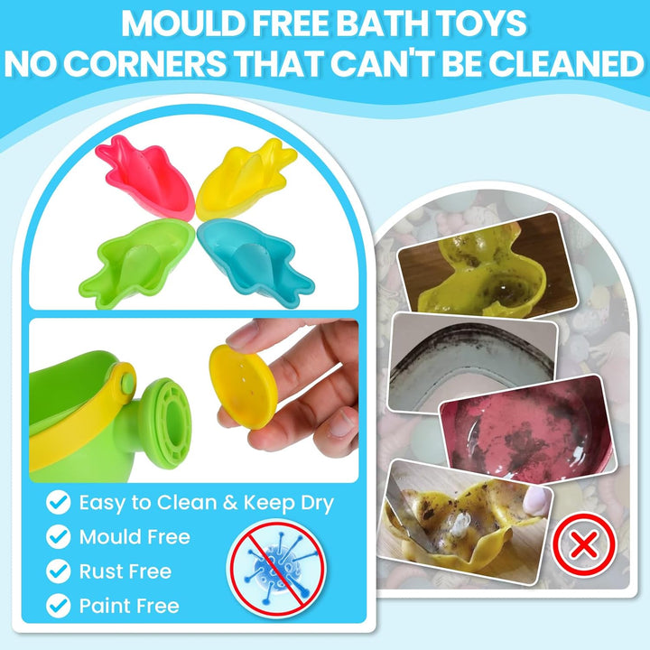 Baby Bath Toys for 1 2 3 4 Year Olds Toddler Kids - 10PCS Mould Free Water Play Swimming Pool Toys No Mould Watering Can Bath Boats Bath Cups Water Wheel for Children Boys Girls