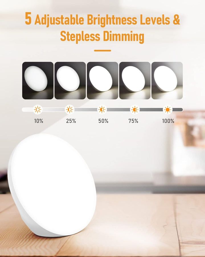 SAD Lamp,  10,000 Lux Light Therapy Lamp with 3 Color Modes, 4 Timer Settings, 5 Brightness Levels & Stepless Dimming, Full Uv-Free Natural Sunlight Lamp, Portable Daylight Lamp for Home/Office