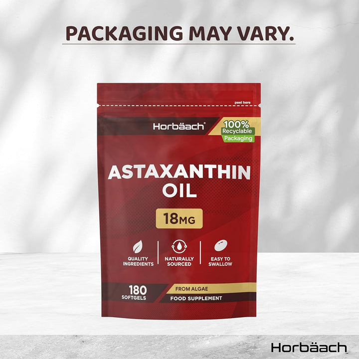 Astaxanthin Supplement 18Mg | 180 Softgels | Naturally Sourced from Algae | Haematococcus Pluvialis | by