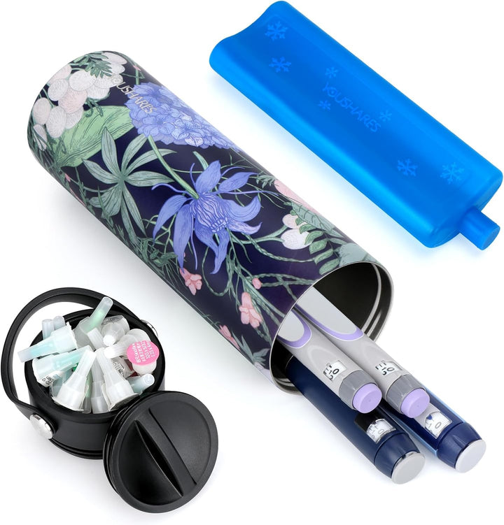 Insulin Cooler Travel Case - Handy Medication Insulated Diabetic Carrying Cooling Bag for Insulin Pen, Glucose Meter and Diabetic Supplies with 3 Cooler Ice Pack (Black)