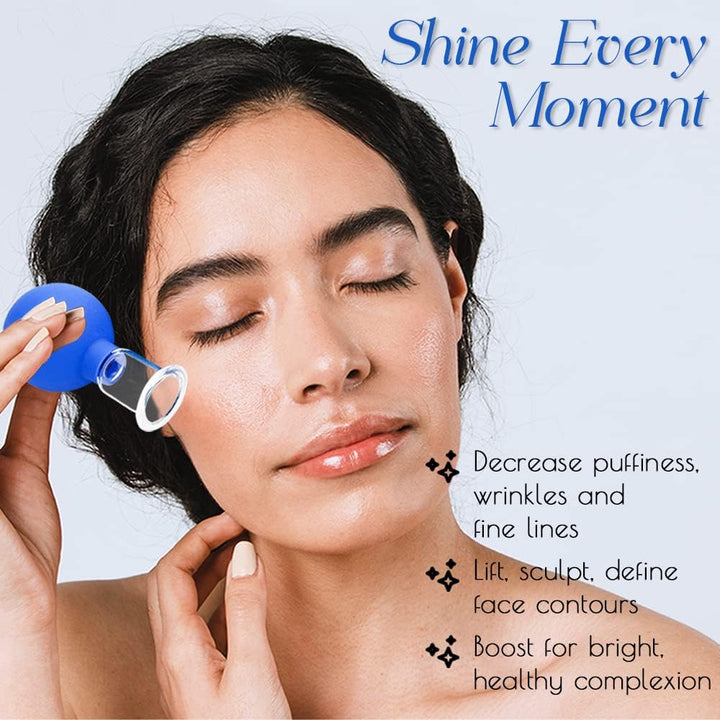 4 PCS Facial Cupping Set | Silicone Vacuum Suction | Cupping Massage Therapy | a Kit for anti Cellulite, anti Wrinkle and Instantly Ageless Skin | for Eyes, Face and Body