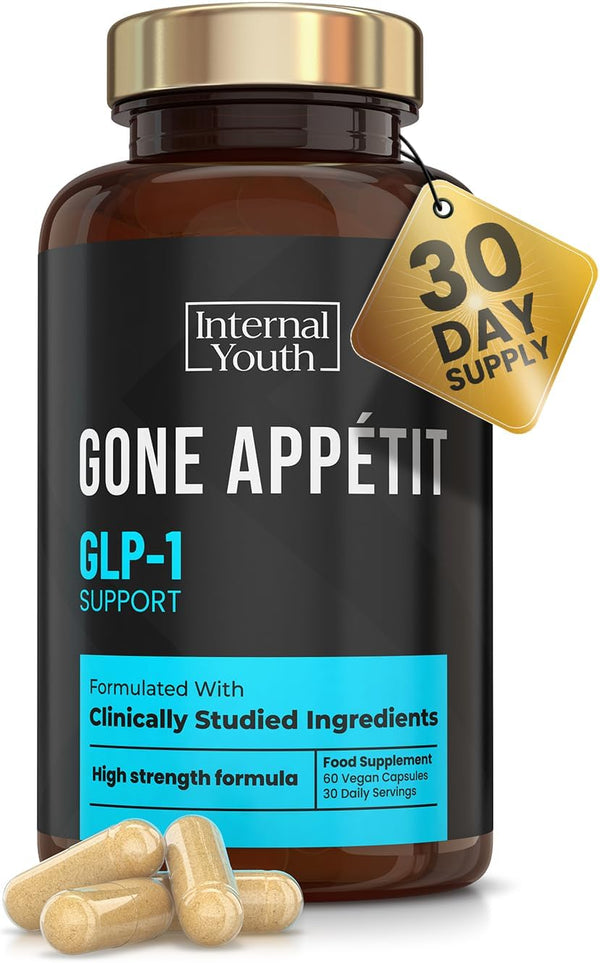 Gone Appétit - GLP-1 Appetite Suppressants for Women and Men - Clinically Studied Ingredients - Weight Loss Pills That Work Fast - Natural GLP 1 Hunger Suppressant - Made in the UK - 60 Capsules