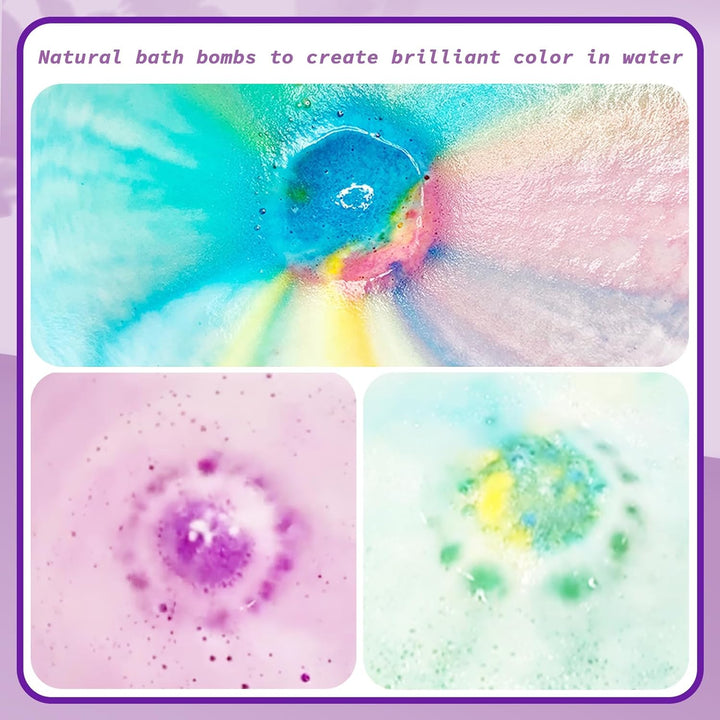 24Pcs Bath Bombs Gift Set, Organic and All Natural Ingredients Bubble Bath Bombs Fizzes Spa