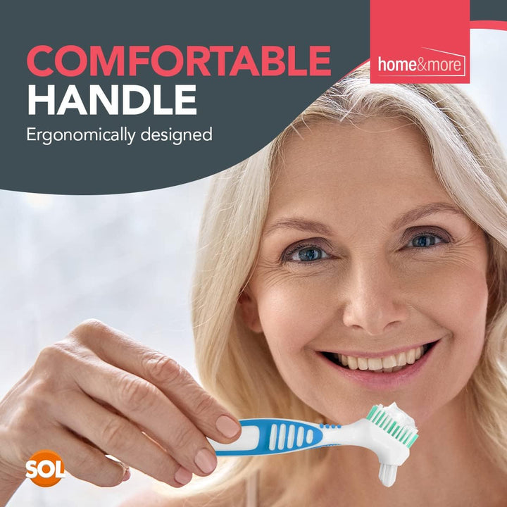 2Pk Denture Toothbrush, UK Retainer Brush for Cleaning False Teeth, Dual Angled Heads with Soft Bristles for Hard-To-Reach Areas, Ideal Oral Hygiene ution for Dentures and Oral Appliance
