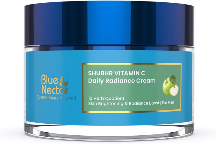 Natural Vitamin C Face Cream for Men with Ayurvedic Herbs -Green Apple, Aloe Vera & Turmeric for Brightening and Radiance Glow Skin(50 G)