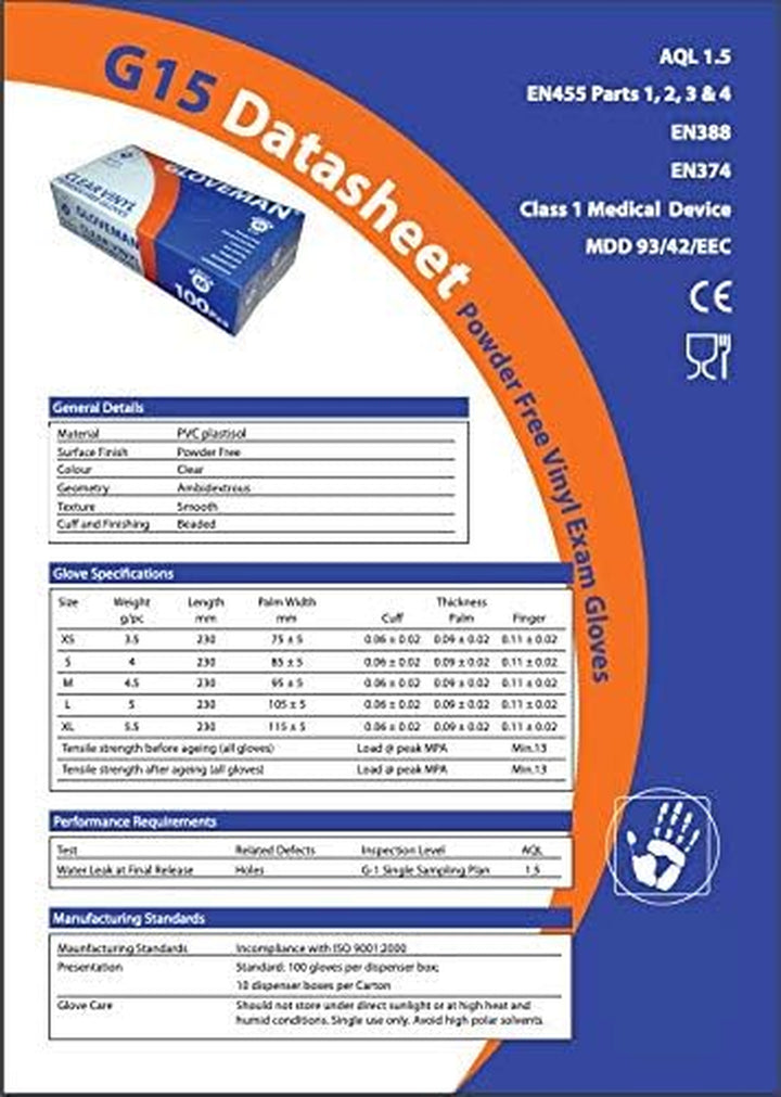 Clear Vinyl Gloves (Box of 100) (Medium)