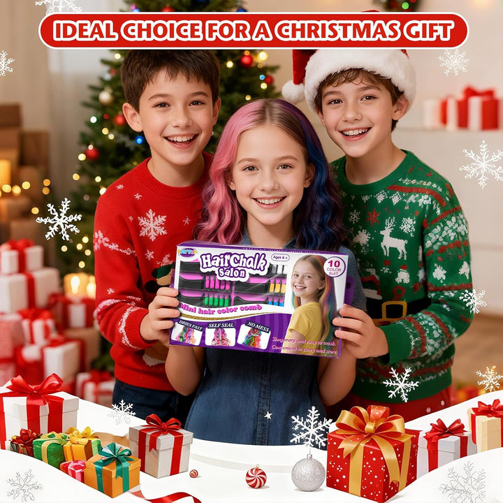 10PCS Hair Chalk Comb Temporary Bright Hair Color Cream for Girls Kids Women Gifts for Halloween Makeup Birthday Washable