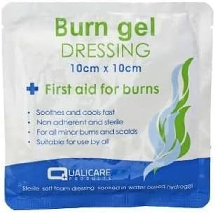 (BOX of 10) First Aid Burn Gel Dressing 10Cm X 10Cm Medium Size - Emergency Burncare for Scolds & Burns