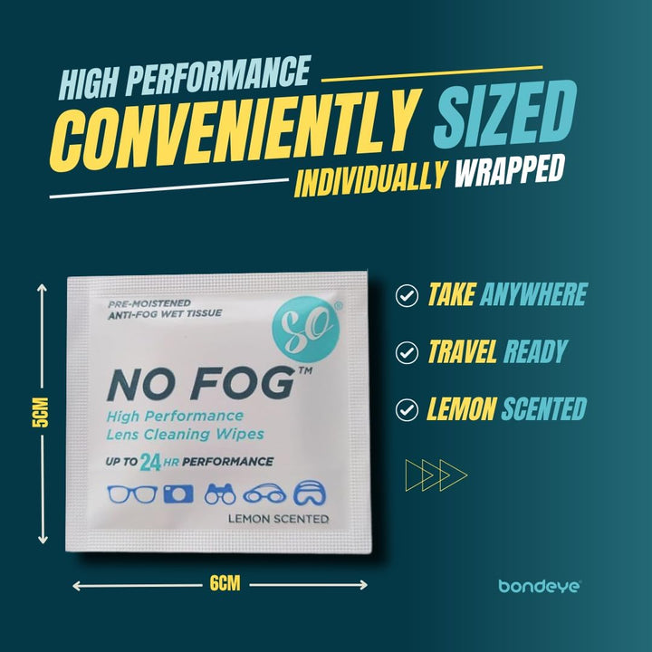NO Fog Anti-Fog Wipes, Steamed up Glasses, Glasses Cleaning, Fog Wipes, Lens Cleaning 60 Pack