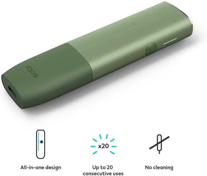 ILUMA ONE Kit, Moss Green - Heat Not Burn Device Alternative to Smoking Heated Tobacco. Device Only -No Heated Tobacco Sticks and No Nicotine Included
