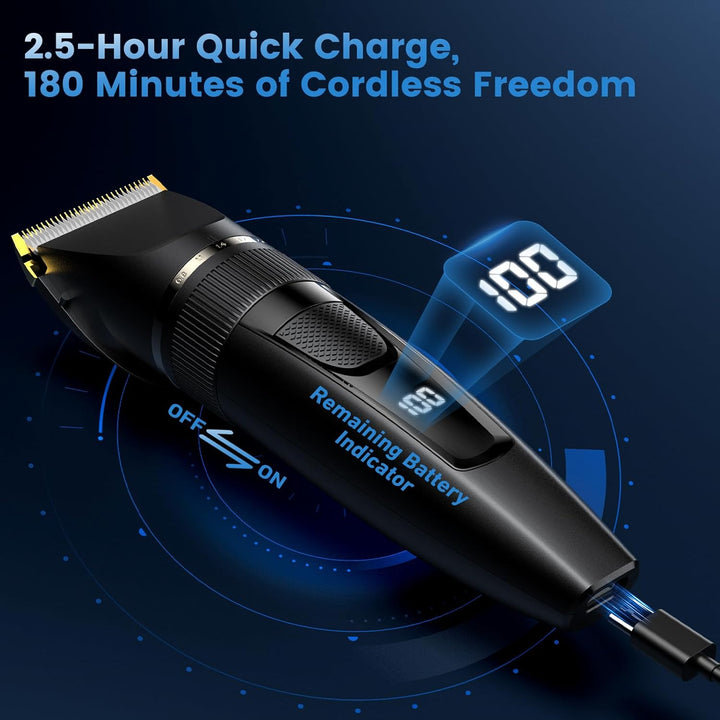 Hair Clippers Men,Professional Hair Trimmer Shaver with LCD Display,Cordless Beard Trimmer Barber Clippers with Ceramic Titanium Blade & Long-Lasting Battery for Men'S Haircuts
